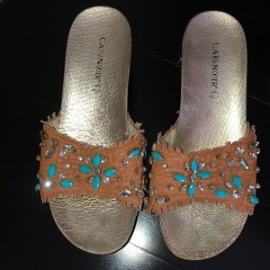 CafeNoir Italian Woman Studded Shoes/wedges